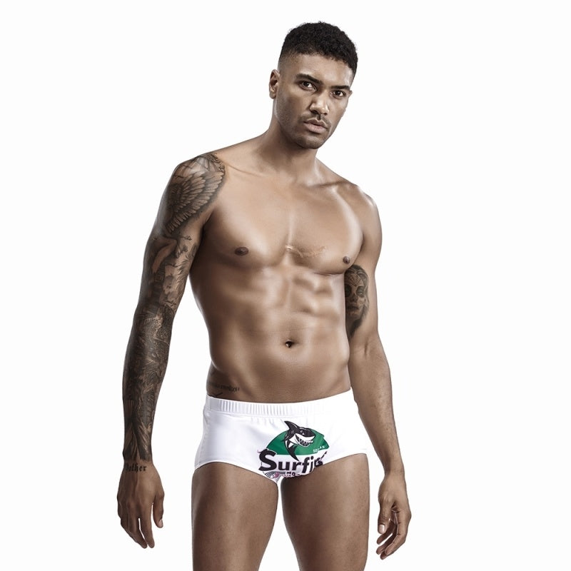 Beach Surfing Shark Print Swimming Trunks